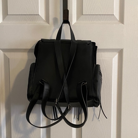 ? New without Tags Black Craft Faux Leather Pentagram Backpack with suede